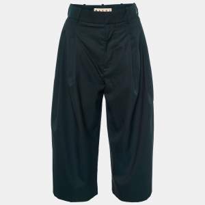 Marni Dark Green Wool Pleated Culottes S