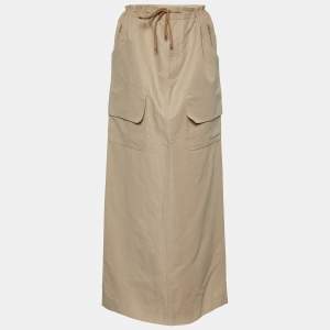 Marni Beige Cotton Blend Drawstring Waist Maxi Skirt M