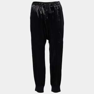 Marni Black Sateen Zip Hem Detail Jogger Pants M