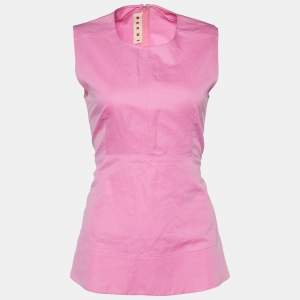 Marni Pink Cotton & Ramie Sleeveless Peplum Top S