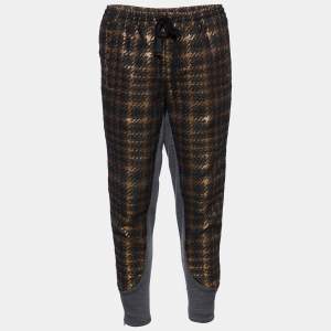 Marni Black Lurex Wool & Knit Paneled Tapered Pants S