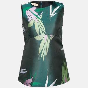 Pre Owned Marni Green  Printed Silk Blend Sleeveless Top S