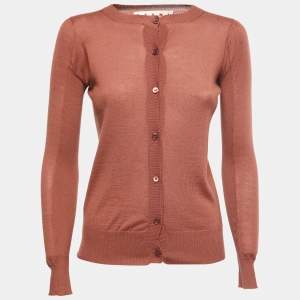 Marni Maroon Brown Cashmere Buttoned Cardigan S