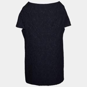 Marni Navy Blue Floral Jacquard Hook Front Jacket M