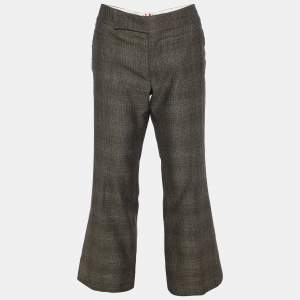 Marni Brown Patterned Wool & Silk Cropped Trousers S