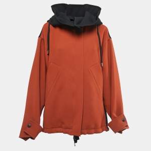 Marni Burnt Orange/Black Crepe Hooded Oversized Jacket S