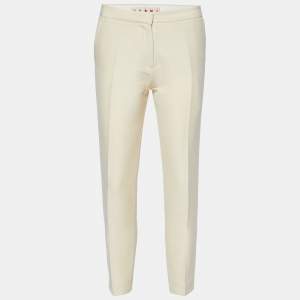 Marni Cream Cotton Tapered Leg Pants S