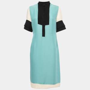 Pre Owned Marni Colorblock Crepe Button Front Midi Dress M