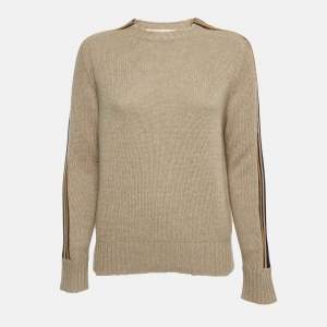 Marni Beige Cashmere Striped Sleeve Detail Sweater L