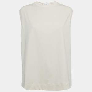Marni Beige Open Back Tie-Up Cotton Sleeveless T-Shirt M