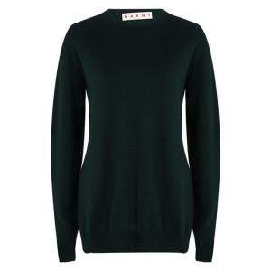 Marni Green Wool Long Sleeve High Low Sweater S