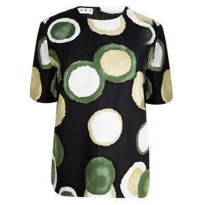 Pre Owned Marni Black Printed Oversized Short Sleeve Top S
