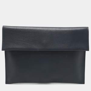 Marni Navy Blue Leather Flap Clutch