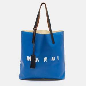Marni Blue/Cream Coated Nylon Tribeca Tote