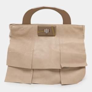 Marni Beige Leather Top Handle Bag