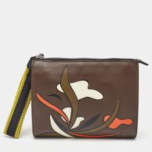 Marni Multicolor Leather Zip Wristlet Pouch