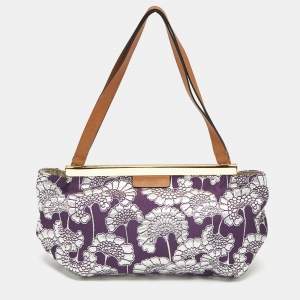 Marni Purple/Silver Fabric Embroidered Frame Shoulder Bag