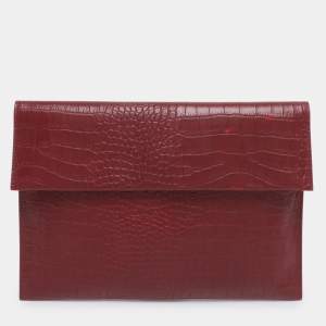 مملوكة مسبقًا ```json
[{"name": "Marni Burgundy Croc Embossed Leather Flap Clutch", "name_ar": "حقيبة كلتش مارني جلد منقوش بورجوندي بنقشة جلد التمساح"}]
```
