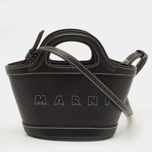 مملوكة مسبقًا Marni Tropicalia Micro Black Leather Tote