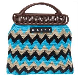 Marni Multicolor Fabric And PVC Crochet Market Frame Bag