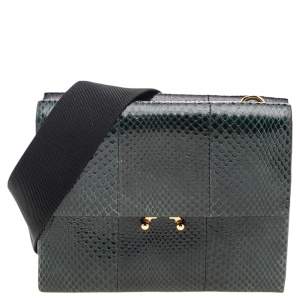 Marni Green/Black Python Trunk Shoulder Bag