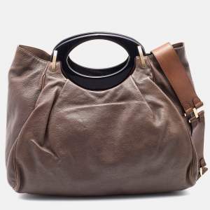 Marni Dark Brown Leather Balloon Shoulder Bag