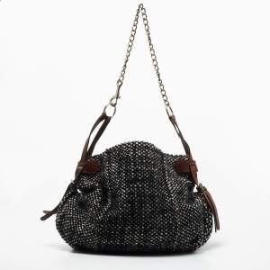 Marni Black/White Woven Wool Shoulder Bag