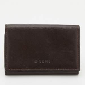 Marni Dark Brown Leather Card Holder