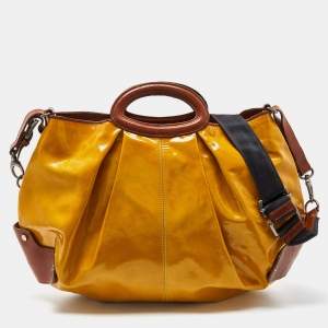 Marni Yellow/Brown Patent and Leather Balloon Hobo