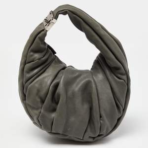 Marni Grey Pleated Leather Hobo
