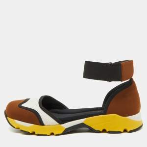 Marni Multicolor Neoprene and Mesh Cut Out Low Top Sneakers Size 38