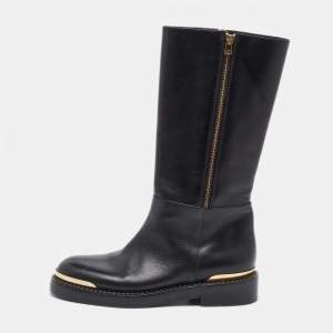 Marni Black Leather Zipper Calf Length Boots Size 40
