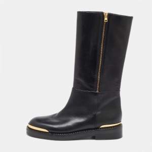 Marni Black Leather Zipper Calf Length Boots Size 41