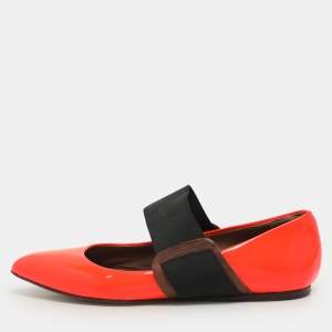 Marni Neon Orange Patent Leather Ballet Flats Size 35