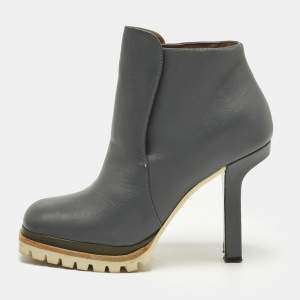 Pre Owned Marni Size 36.5 Grey Leather Ankle Length Boots