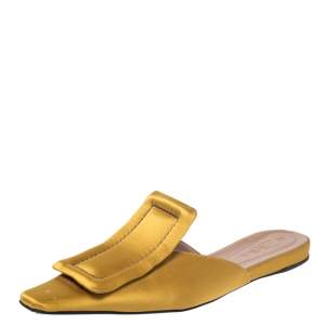 Pre Owned Marni Yellow Satin Sabot Mules Size 39