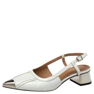 Marni White Leather Slingback Cap Toe Sandals Size 37