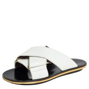 Marni White Leather Crisscross Slide Sandals Size 38