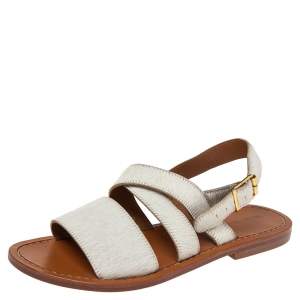 Marni White Calf Hair Flat Sandals Size 36