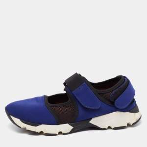 Marni Blue/Black Neoprene and Mesh Low Top Sneakers Size 37