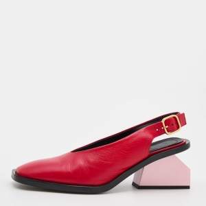 Pre Owned Marni Red Leather Slingback Sandals Size 40