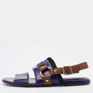 Marni Tricolor Patent Leather Flat Sandals Size 40
