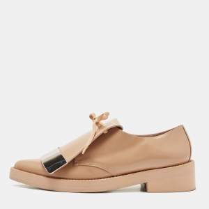 Marni Beige Leather Flap Lace Up Derby Size 38.5