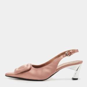 Marni Pink Satin Slingback Pointed Toe Pumps Size 36