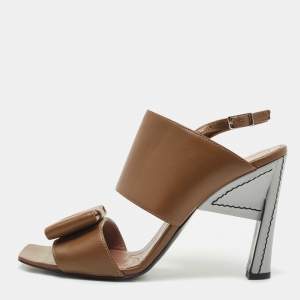 Marni Brown Leather Bow Detail Ankle Strap Sandals Size 40