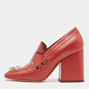 Marni Red Leather Loafer Pumps Size 38