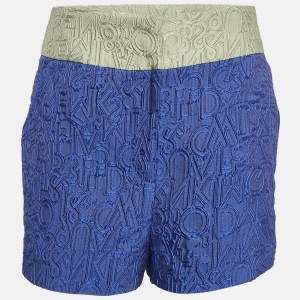 Mary Katrantzou Blue Alphabet Jacquard Safari Shorts M