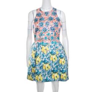Mary Katrantzou Bejeweled Bow Print Silverfloss Ohara Cocktail Dress M