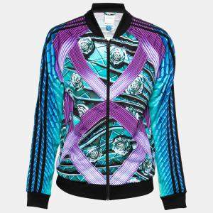 Adidas by Mary Katrantzou Multicolor Abstract Printed Jersey Bomber Jacket XS 