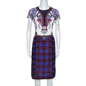 Mary Katrantzou Multicolor Check Printed Stretch Silk Murray Dress M